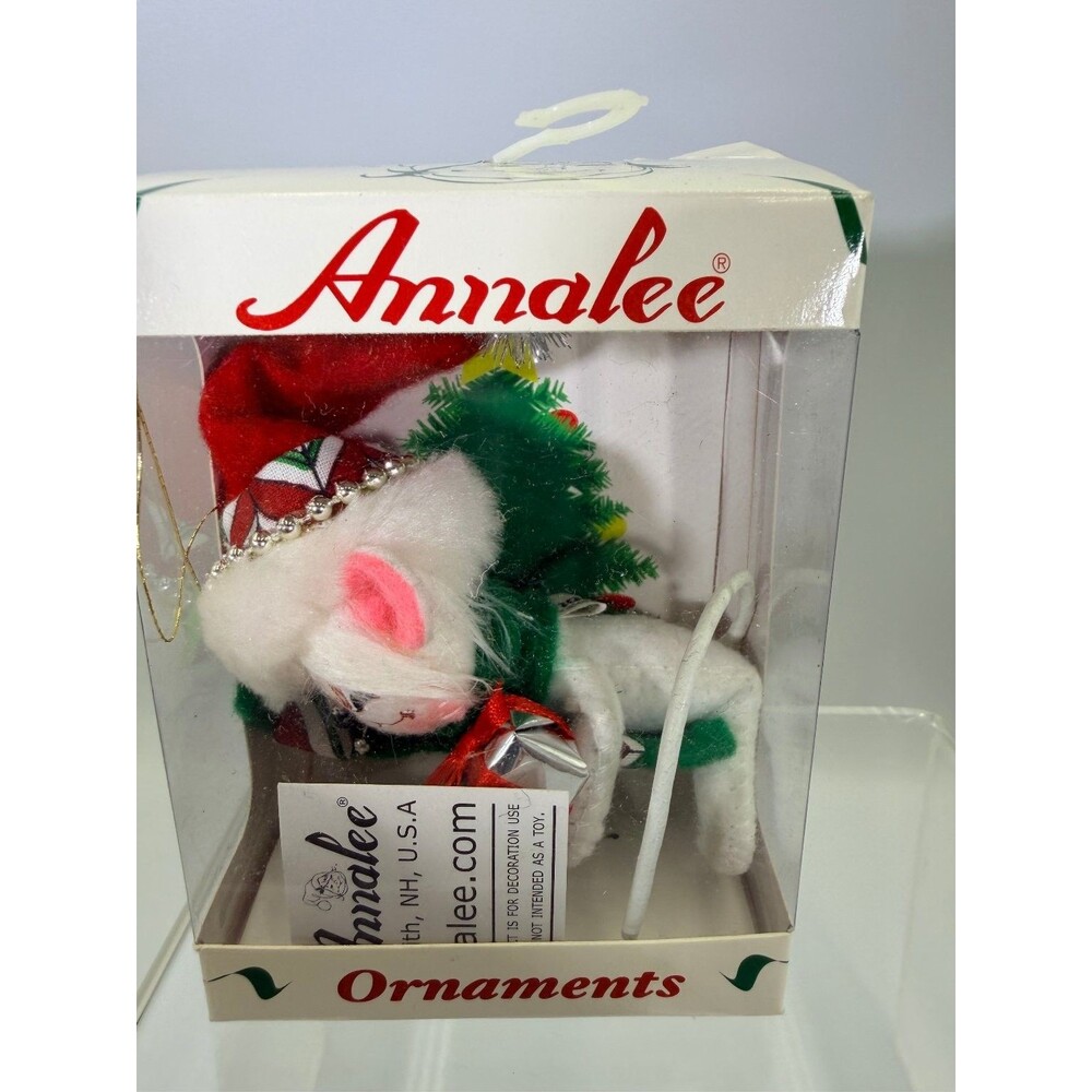 Annalee 2008 3" Christmas Candy Mouse Ornament with Gift & Scarf NWT Boxed
